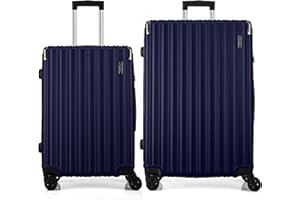 FLIEE Suitcase Set |4 Silent Dual Spinner Wheels |Lightweight Hard Shell Suitcases | TSA 3 Digit Combination Lock | Aluminium Telescopic Handle (Blue, Medium 24" + Large 28")