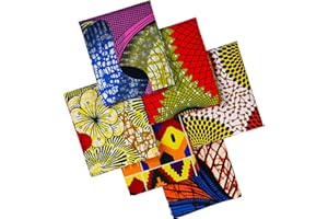 BOAO Quarti Grassi in Tessuto Africano 19,5 x 15,7 Pollici/ 50 x 40 cm Tessuto Stampa Cera Ankara Tessuto Trapuntato in Cotone Stampa Africana per Cucire Protezioni Viso Artigianali, 6 Pezzi