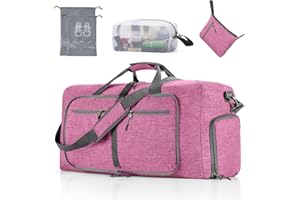 Vomgomfom 65L Faltbare Reisetasche, Große Sporttasche mit Extra Kulturbeutel und Schuhtasche, Unisex, Hellpurpur