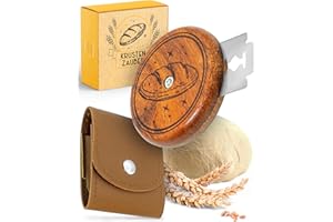 KRUSTENZAUBER Teigmesser für Brot mit Holzgriff inkl. 5 Klingen –UFO Bäckermesser für perfekte Kruste & kreative Brotmuster– Brot Einschneidemesser Sauerteig – Ideal als Geschenk für Hobbybäcker