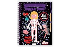 BOOKOLI LIMITED Human Body Scratch and Explore Book | Etch Art | Scratch Art Book | Ages 8 to 12 | Anatomy Book for Kids | Human Body Book for Children with Facts