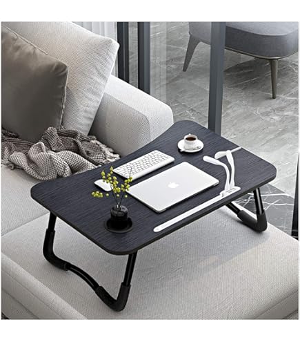 Tavolino Per Laptop Da Letto Relaxdays - Legno E Metallо, Regolabile, Pieghevole - Con Leggio Per Tablet E Libri - Foto 4