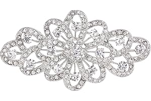 EVER FAITH® Cristal Autrichien 4 inch Filigrané Dentelle Noces Broche Pin Transparent