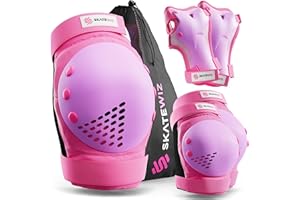 SKATEWIZ Protecciones Patines Niña y Niño - Protecciones Patines Adulto - Protectores Patines en Línea, Skate, Scooter - Rodilleras y Coderas - Smash
