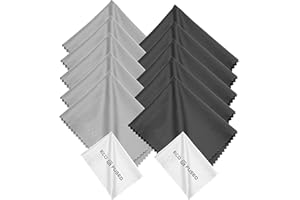 ECO-FUSED Chusteczki do czyszczenia z mikrofibry – 10 kolorowych ściereczek i 2 białe – (czarny/szary)