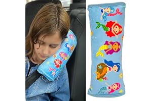 HECKBO Dino oreiller de voiture pour enfants - lavable en machine - doudou doux - oreiller de ceinture de voiture de haute qualité, housse de ceinture (Sirène)