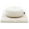 Leewadee Meditation Cushion Set – 1 Small Zafu Yoga Pillow and 1 Small Roll-Up Zabuton Mat Filled with Kapok
