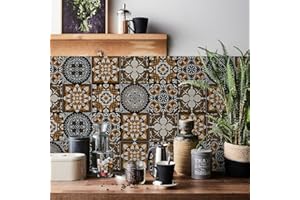 HORIWE Fliesenaufkleber Mosaik Wandfliese Aufkleber 24 Stück PVC Fliesensticker Fliesen Marokko Selbstklebende Tapete Wasserdicht Wandaufkleber für Küche,Schrank,Möbel,Tisch