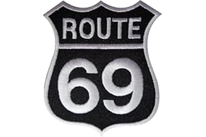 ELLU Route 69 Patch Iron Sew On Embroidered Highway Road Sign Biker Badge America USA