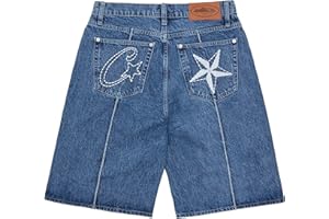 YiJee Cortez Shorts da Uomo - Y2K Pantaloncini Stile Cowboy Hip-Hop - Pantaloni Corti Cargo Comodi, Streetwear Larghi Unisex