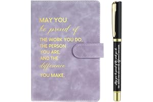 Sinmoe Employee Appreciation Gift Leather Notebook and Pen Set Inspirational Stationery Gift Set for Women Employee Volunteer Team Colleague Coworker Men Teacher Office(Light Purple,Difference)