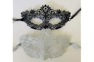 THE LACE MASK CO. Women's Lace Masquerade Prom Halloween Carnival Mask Ball (Black and Sil