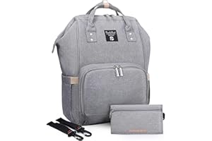 Pomelo Best Sac à Dos à Langer Bébé en Oxford Imperméable - Sac à Langer Maternité Multifonction avec Sangles de Poussette Détachable - Grand Capacité et Portable
