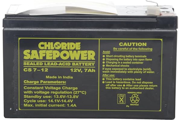 Exide 12 V - 7 Amps Battery (Black)