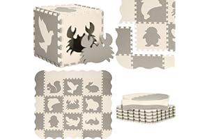 SPRINGOS Tapis Puzzle Tapis de Jeu 25 pièces Tapis d'apprentissage pour bébés 120 x 120 x 1 cm Mousse EVA Surface antidérapante
