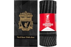 Liverpool F.C. Serviette de Bain Homme Femme Ado 100% Coton Serviettes de Plage Piscine Gym Sport Vacances Drap de Bain 137x69 cm (Noir)