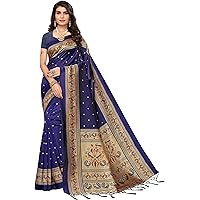 PISARA Women's Banarasi Art Silk Saree With Blouse Piece