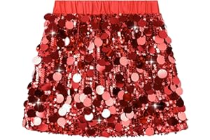 Miipat Jupe à Paillette Fille Scintillant Enfants Mini Jupes Glitter avec Doublure Taille Élastique Princesse Tutu Filles Skorts pour Danse Anniversaire Fête Festivals