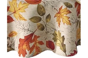 Elrene Home Fashions Obrus z nadrukiem jesiennych liści na jesień/żniwo/Święto Dziękczynienia, 180 cm okrągły, wiele
