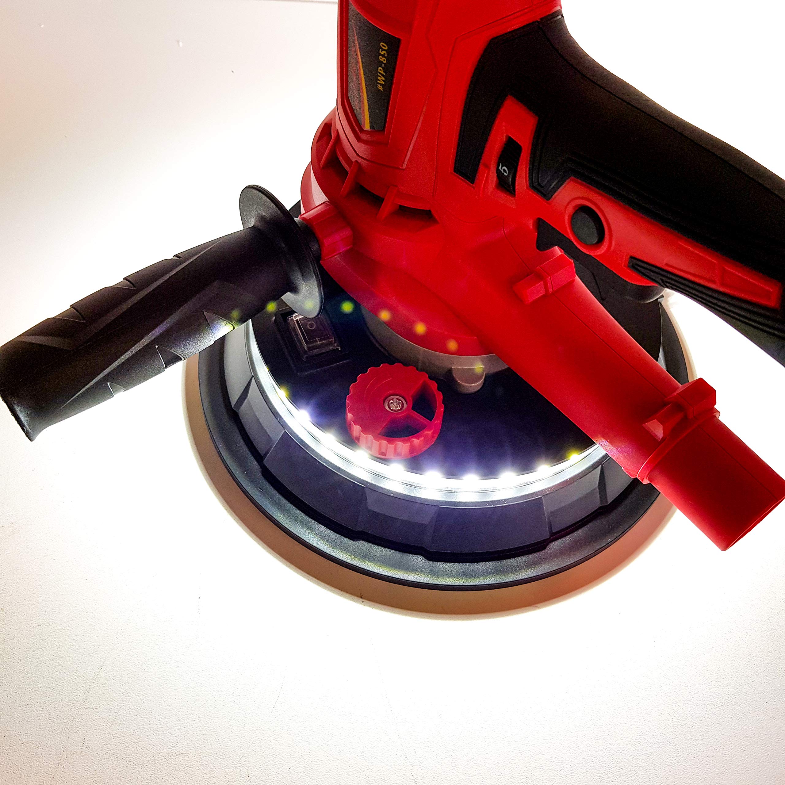 Wandschleifer-Deckenschleifer-Trockenbauschleifer-Durchmesser-180mm-inkl-Absaugschlauch-Fangsack-Soft-Griff-850W-LED-SMD-360