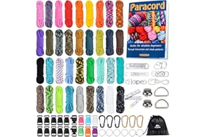 MONOBIN Paracord, 550 Paracord Combo Kit - 36 Colors Multifunction Paracord Ropes and Complete Accessories for Making Paracord Bracelets, Lanyards, Dog Collars (36 Colors-B)