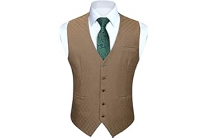 HISDERN Gilet Da Abito Da Uomo Formale Matrimonio Tinta Unita Classico Elegante Senza Maniche Casual Cerimonia Cotone Panciotto XS-4XL