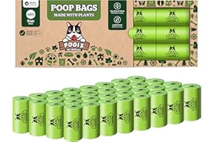 POGI'S PET SUPPLIES Pogi's Poop Bags - Bolsas Compostables para excremento de Perro - 32 Rollos (480 Bolsas) - Impermeable, Vegetal, Bolsas Compostables para Residuos de Perros con Certificación ASTM D6400, EN 13432