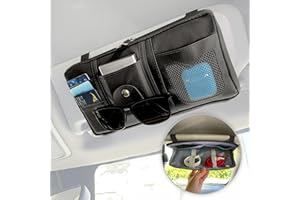 MyGadget Organizzatore Parasole per Auto in Smilpelle - Organizer con Tasca interna - Accessorio Portaoggetti anti-caduta per Viaggi in Macchina - Nero