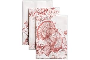 Maison d' Hermine Holy Jouy 100% Cotton Set of 3 Multi-Purpose Kitchen Towel Soft Absorbent Dish Towels Tea Towels Bar Towels Spring/Summer (Red, 50cm x 70cm)