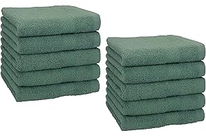 Betz Set di 10 Lavette Premium Misura 30 x 30 cm 100% Cotone (Verde Abete)
