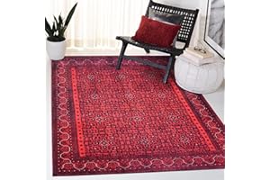 NETLINE HOME Machine Washable Area Rugs For Kitchen, Bedroom, Dining and Living Room | Kid Pet Friendly Rug | Oriental Design Carpet | Low Pile | Non Slip (Red Black, 120X180 CM)