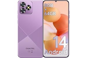 OUKITEL C53 Téléphone Portable Débloqué 2024 - Smartphone Android 14, 8Go RAM+64Go ROM/TF 1To, Écran 6.6" Telephone, Batterie 4300mAh, Octa Core, Smartphone Débloqué 4G Dual SIM/13MP/GPS/- Violet