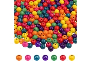 Kurtzy Perles Rondes en Bois en Vrac - Perles d'Espacement en Bois Colorées Naturelles pour la Fabrication de Bijoux (2000 Pièces)