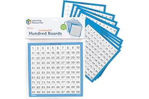 Learning Resources Abwischbare Hunderter-Übungsbretter, Alter 5+, Doppelseitige Mathe Tafeln 1–100, Set mit 10 Stück, Wiederverwendbar für Zählen und Rechnen