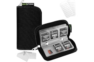 Étui pour Cartes Mémoire Eco-Fused - Convient pour jusqu'à 22x SD, SDHC, Micro SD, Mini SD et 4X CF - Porte-Cartes avec 22 Emplacements (Noir)