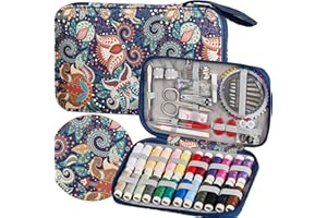 BOBODE Paisley Design Sewing Kit with 130 PCS Printing Sewing Accessories,Professional Arts Crafts Sewing Set for Adults, Travel,Emergency Home Use