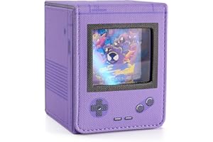 Venssu Retro Gaming Console MTG Deck Box with Commander Display, Card Deck Case Fit 120 Single Sleeved Cards, PU Leather Magnetic Card Storage Box with 2 Dividers, Compatible with TCG/PTCG (Purple)