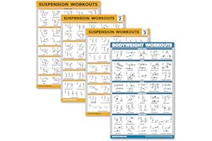 Palace Learning 4 Stück – Suspension-Workout-Poster Band 1, 2 und 3 + Übungstabelle für Körpergewicht, 4 Poster (laminiert, 45,7 x 61 cm)