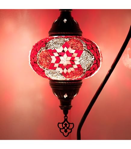 Samarkand Mosaiklampe – Orientalische Tischlampe, Orange, Handarbeit, E14-Fassung