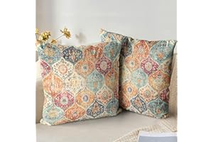 XPHZZL Pack of 2 Soft Decorative Cushion Covers 40cm x 40cm Square Throw Pillow Case Boho Style Pillowcases for Sofa Bedroom Outdoor Patio Garden with Invisible Zipper 16 x 16 Inch