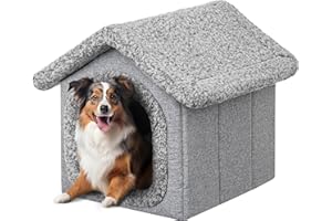 PillowPrim Haustierhütte Hundehaus Höhle Hundehütte Katzenhütte Hundehöhle Katzenhaus Hundekissen Katzenkissen Flauschiges Haus, Grau, 55x60x60 cm