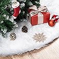 Solpex Christmas Tree Skirt White 36"/90cm Faux Fur Xmas Tree Skirt Tree Tree Base Cover Mat for Christmas Decorations