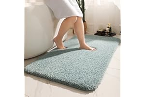 chakme Tappetino da bagno antiscivolo, 70 x 120 cm, in morbida microfibra, lavabile, per la casa, il bagno, la camera da letto e la lavanderia, colore: verde blu