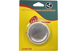 Sanfor 87024 Joints en caoutchouc + filtre pour cafetière italienne 3 tasses en caoutchouc blanc aluminium 66 x 50 x 8 mm