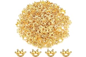 HexinYigjly 180 Stück Mini Kronen Deko, kleine goldene Kronen, Tischdeko Kronen Charms, Kronen Streudeko zum Basteln DIY für Hochzeit Schmuckherstellung Anhänger Geschenk Krone