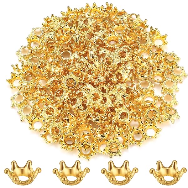 Sixfolo 120 Pezzi Mini Corona 3D Corone Piccole Dorate 3 Colori Stile Tibetano Vintage Mini corona Ciondoli a Forma di Coronas in Lega per Gioielli Fai da te,Artigianato