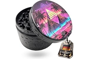 PURPLE LEGACY® Grinder per immagini a forma di diamante affilato, tritatutto per tritare erbe aromatiche per la cucina, spezie, accessori Spice Grinder grande Ø 50 mm, 4 pezzi, colore nero LEGACY 80s