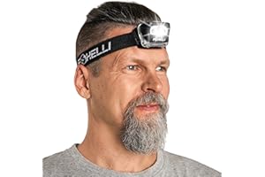 Foxelli LED Head Torch - for Adults & Kids, Running, Camping, Hiking Headtorch Battery Powered with White & Red Light, Lightweight Waterproof Headlamp with Comfortable Headband, Batteries Included
