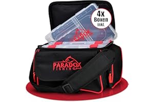 Paradox Fishing Angeltasche mit Boxen I inkl. 4 Boxen I Angelrucksack Angelkoffer - viel Platz für Köder und Angelzubehör