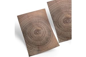 Logbuch-Verlag - 25 fogli di carta da bricolage, effetto legno, anelli annuali in legno naturale, motivo marrone, DIN A4, su entrambi i lati, stile vintage